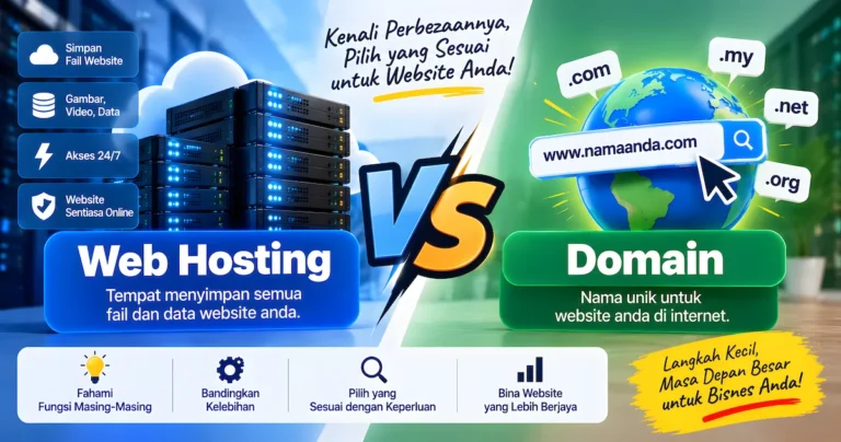 Web Hosting vs Domain: Apa Perbezaan dan Kenapa Anda Perlukan Kedua-duanya?