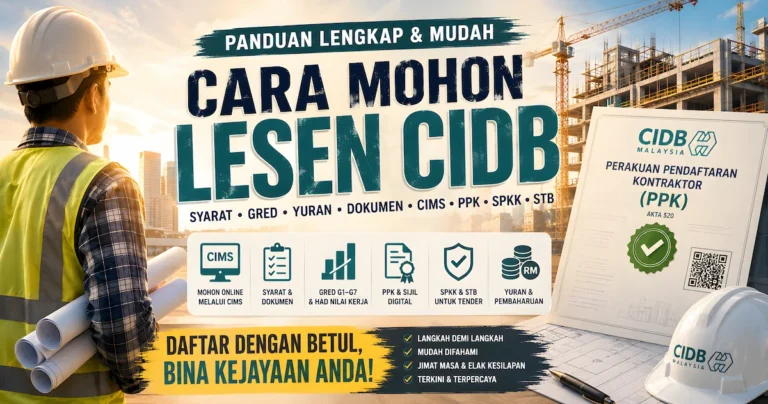Cara Mohon Lesen CIDB: Syarat, Gred G1–G7, Yuran & CIMS